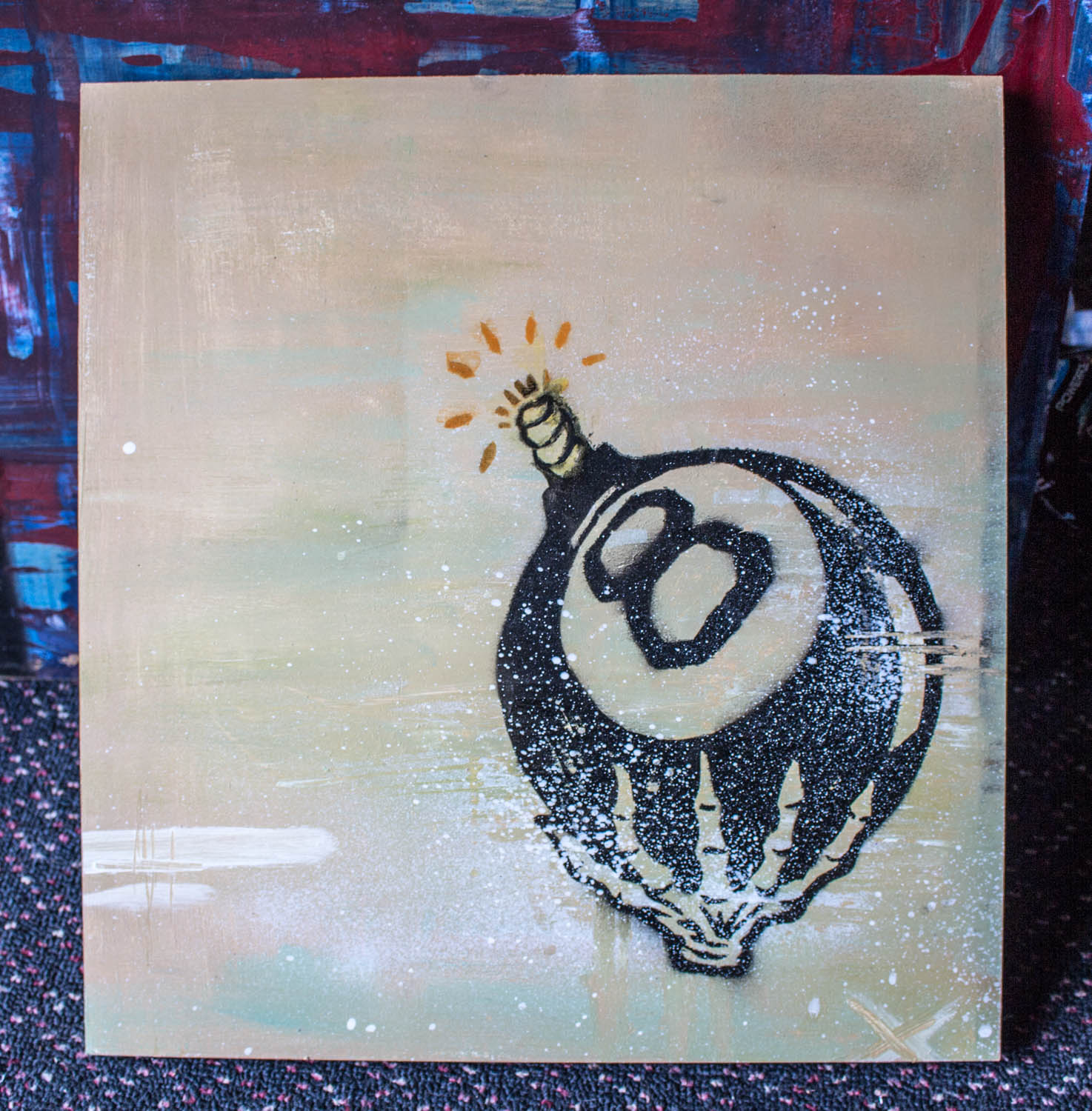 1474x1500 Skull Hand 8 Bomb Original Board By Katie Robinson Katie - 8 Ball Painting