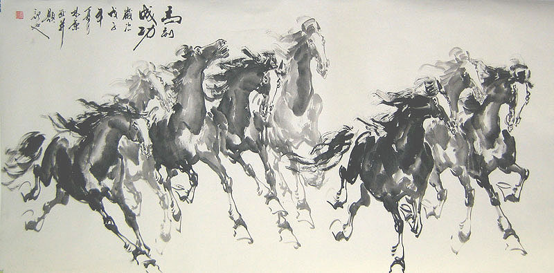 800x395 Galloping Horses - 8 Horses Painting