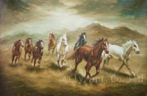 300x196 Horse Paintings Groups 8 Horses Oil Painting Natural Figure - 8 Horses Painting