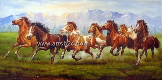 554x274 The Chasing Horses On Grassland Oil Painting Op Cl4 409 - 8 Horses Painting