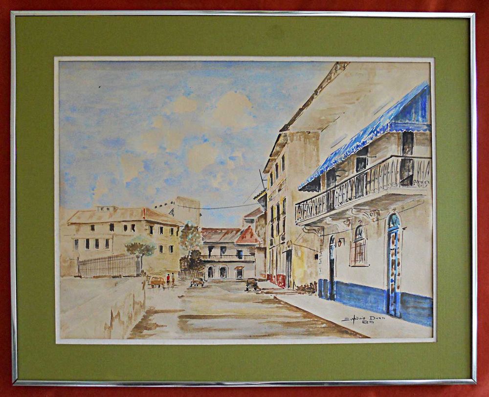 1000x812 Eugenio Dunn Panama Canal Zone Vintage 80s Painting Watercolor - 80s Painting