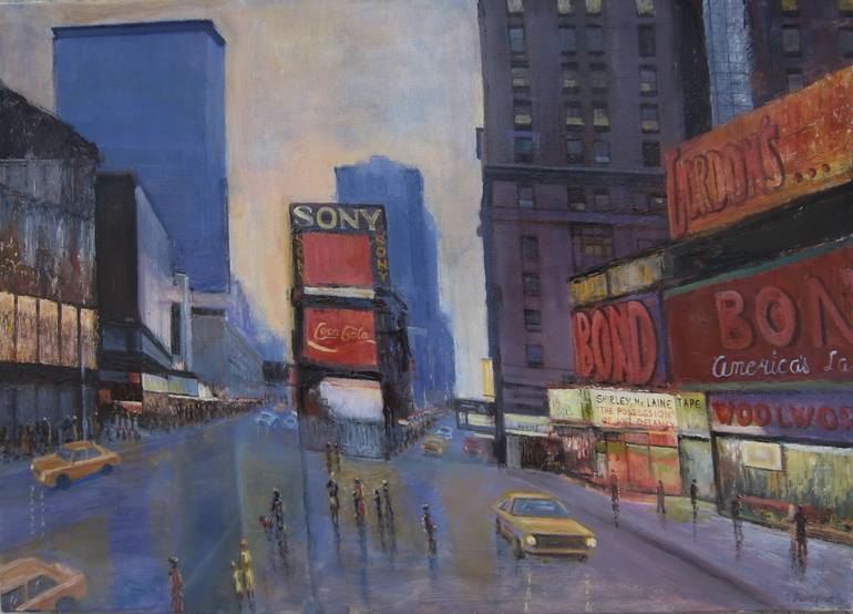 770x554 Saatchi Art Time Square, Nyc 80's Painting By Slobodan Paunovic - 80s Painting