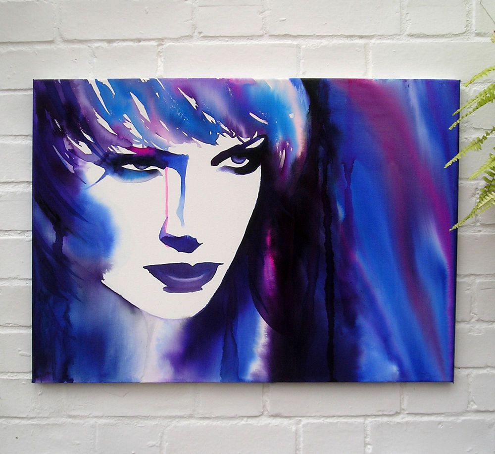 1000x917 Annie Lennox Original Portrait Painting Eurythmics Blue 80s - 80s Painting Artists