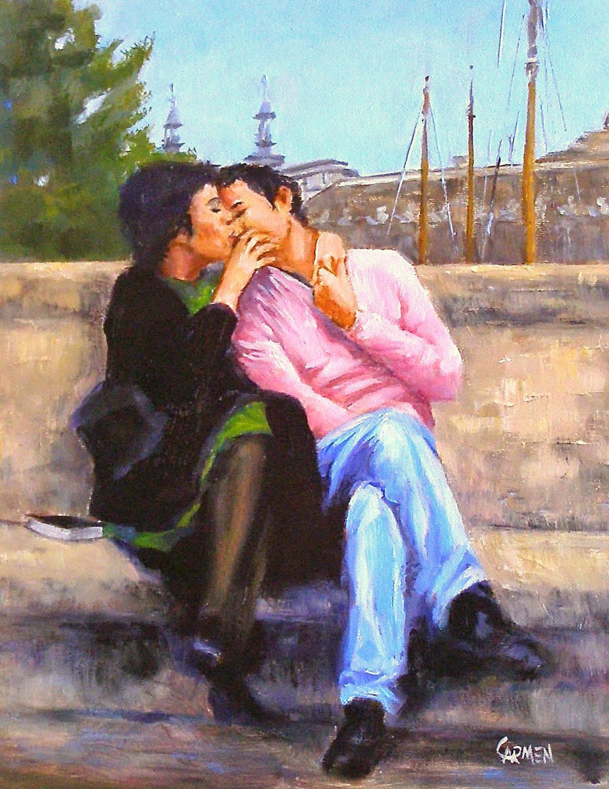 1216x1575 Pieces Of Eight Love In Paris, 8x10 Original Oil Painting - 8x10 Oil Painting