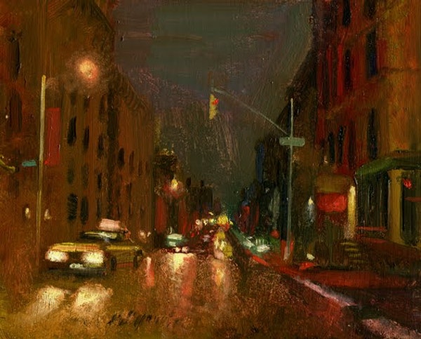 600x483 1st Avenue New York City, Manhattan, Original Oil Painting 8x10 - 8x10 Oil Painting