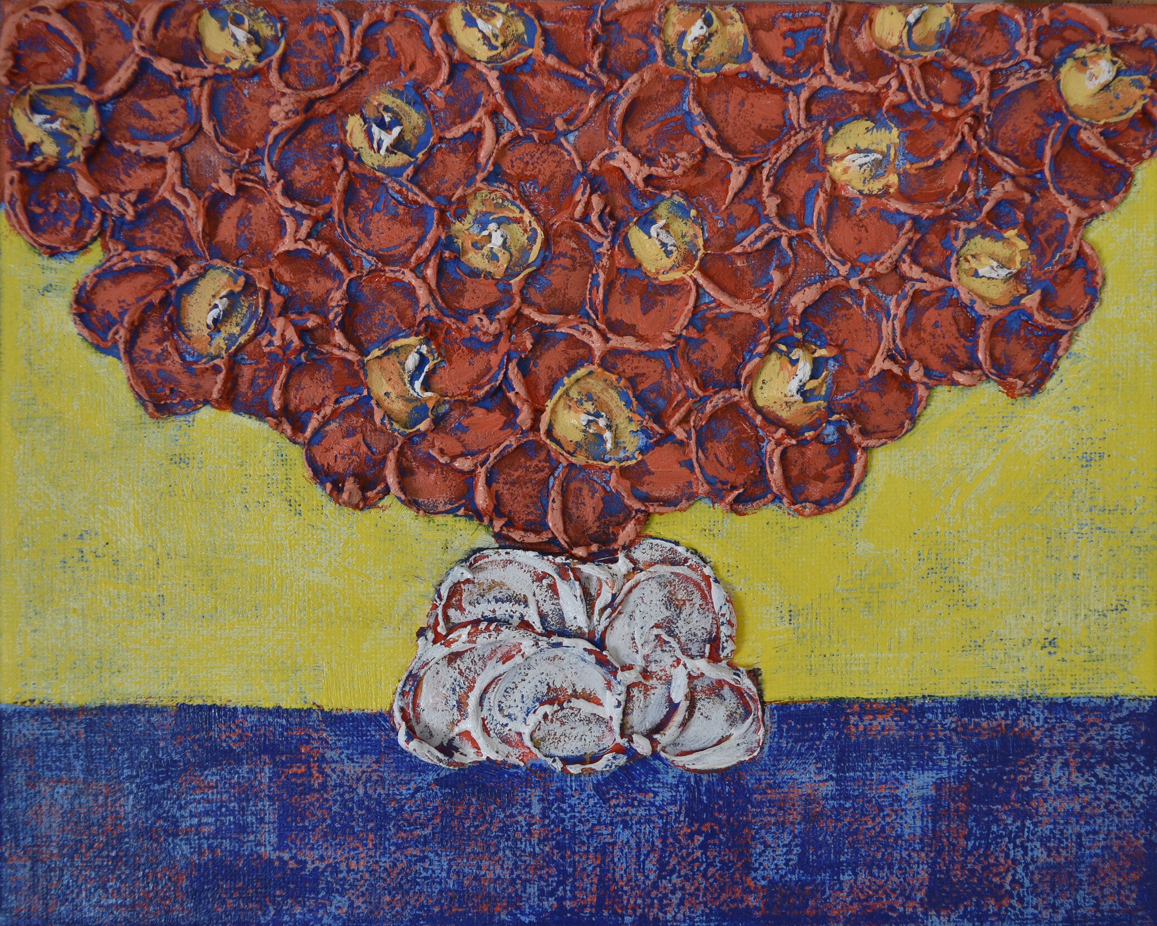 2250x1800 Impasto Flower Painting Textured Flower Red Flowers - 8x10 Painting