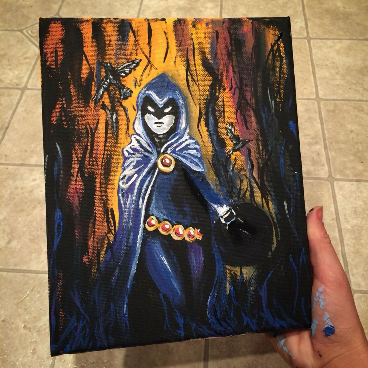 1500x1500 Original 8x10 Raven Painting On Canvas From Teen Titans - 8x10 Painting
