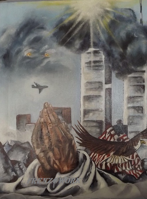 500x673 Judy Frenz Artist Fine Art God Bless America Painting Of 911 - 9 11 Painting