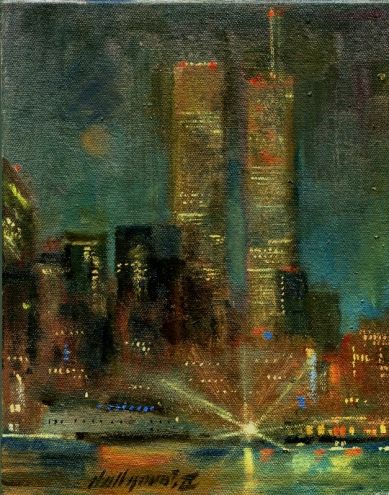 389x495 World Trade Center, New York City, 911, 10x8 Oil On Canvas Hall - 9 11 Painting