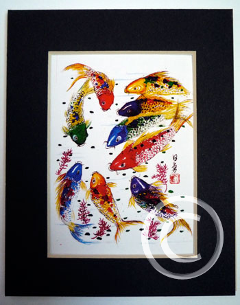 350x444 Koi Fish And Nine Koi Fish - 9 Koi Fish Painting