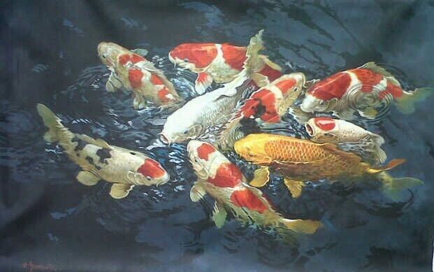 621x389 Magnificent 9 Koi By Sumantri - 9 Koi Fish Painting