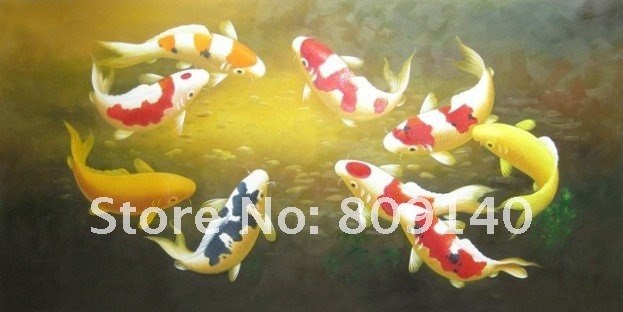 623x312 Oil Painting Decoration 9 Nine Koi Fish Feng Shui Fancy Carp - 9 Koi Fish Painting
