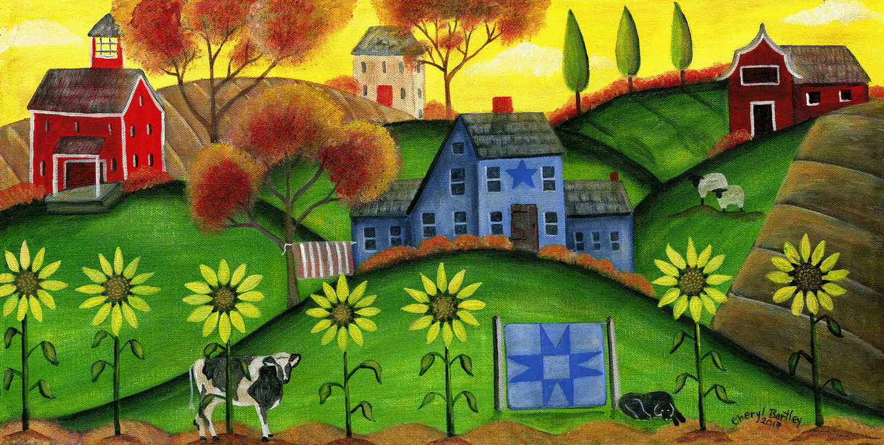 1280x644 All Things Bright And Beautiful Folk Art Painting Original - A Beautiful Painting