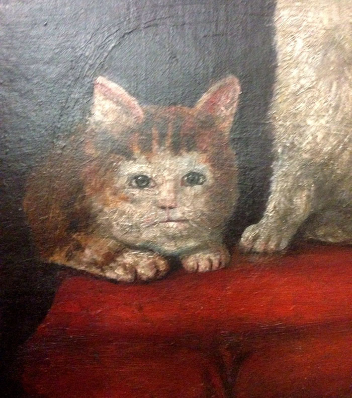 700x790 Someone Noticed How Ugly Medieval Cat Paintings Are, And It's Too - A Cat Painting
