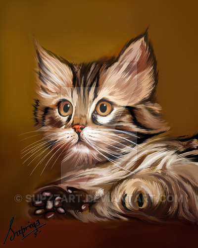 400x500 Digital Painting Of A Cat By Supzzart - A Cat Painting