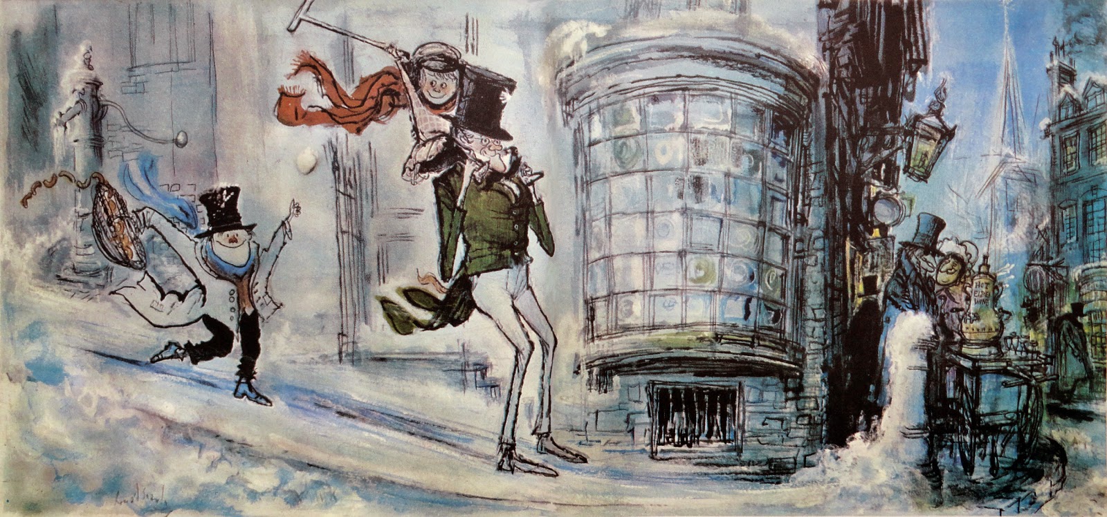 1600x748 Ronald Searle Tribute More Dickens - A Christmas Carol Painting