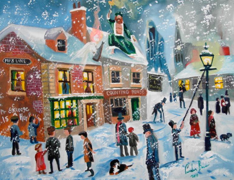 770x593 Saatchi Art A Christmas Carol Scrooge Original Lamplighter Oil - A Christmas Carol Painting