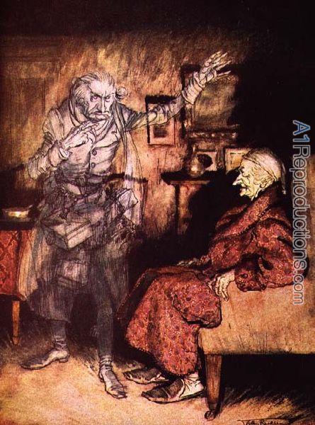 445x600 Scrooge And The Ghost Of Marley, From Dickens A Christmas Carol - A Christmas Carol Painting