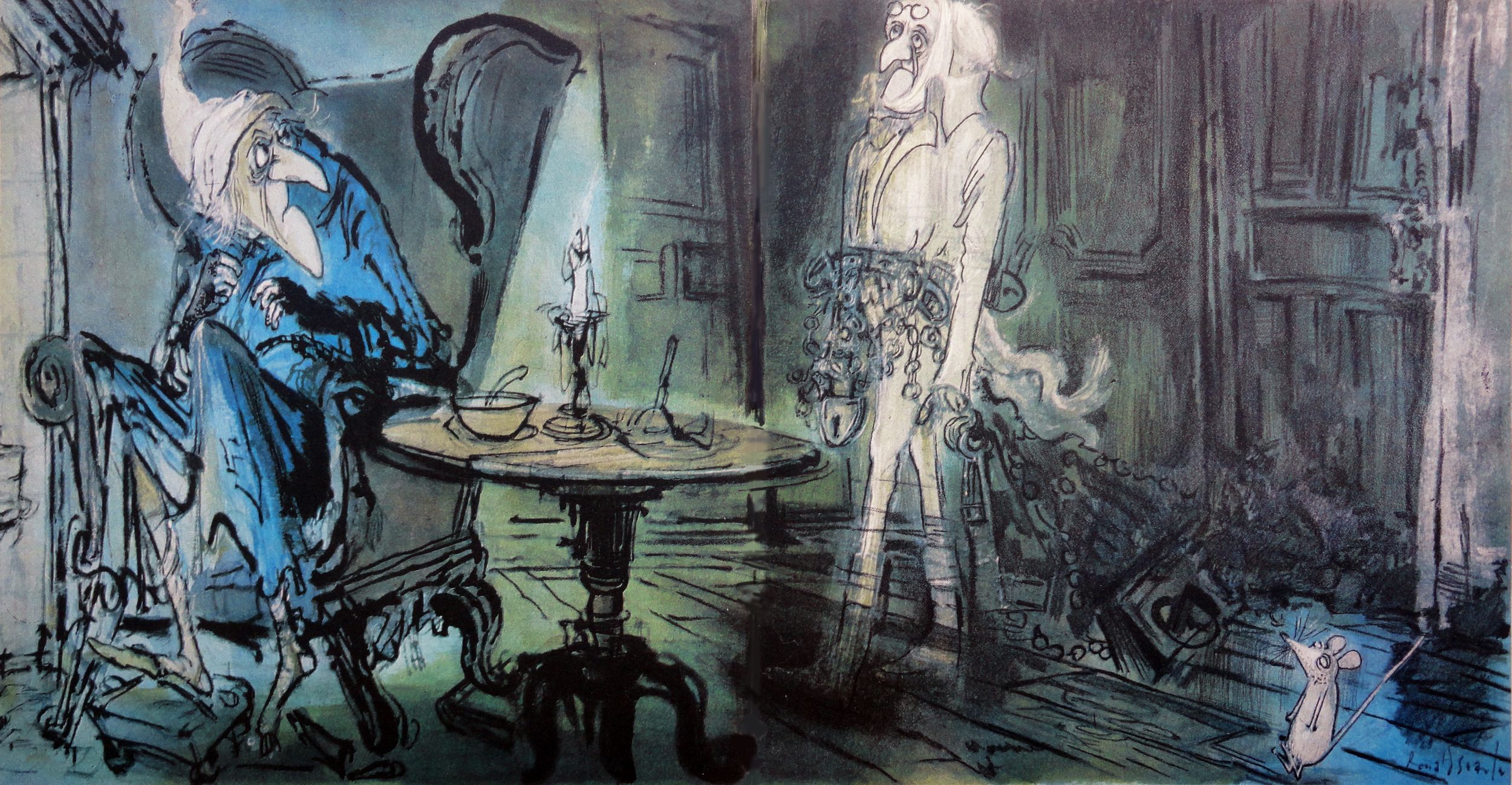 2500x1298 Ronald Searle's Christmas Carol Ronald Searle - A Christmas Carol Painting