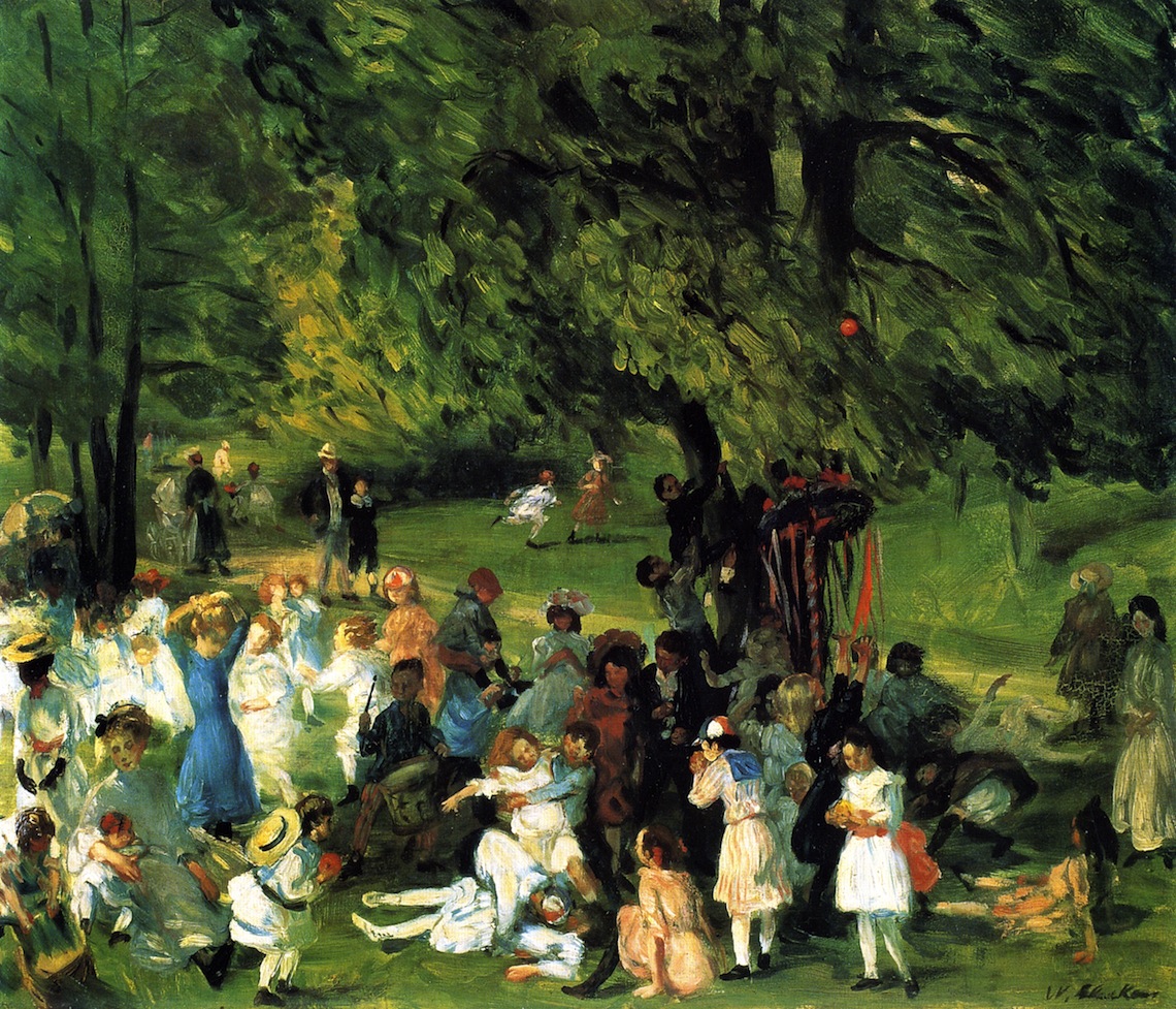 1140x977 May Day In Central Park Painting William James Glackens Oil - A Day In The Park Painting