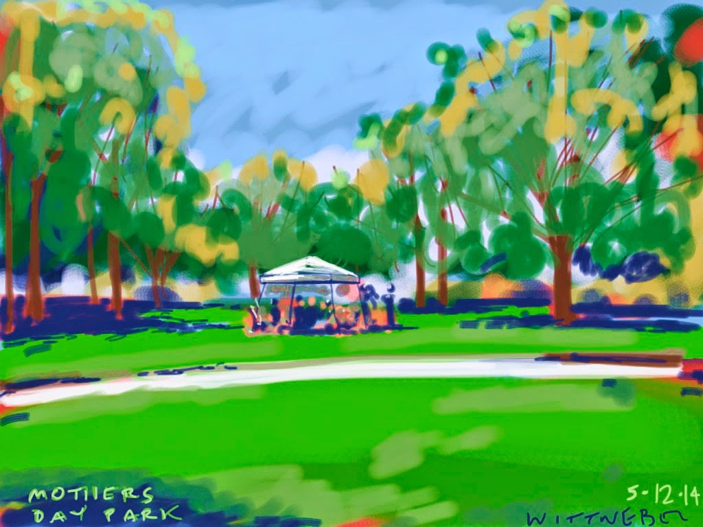 1024x768 Drawing (On) The World Mother's Day In The Park, A Painted Scene - A Day In The Park Painting