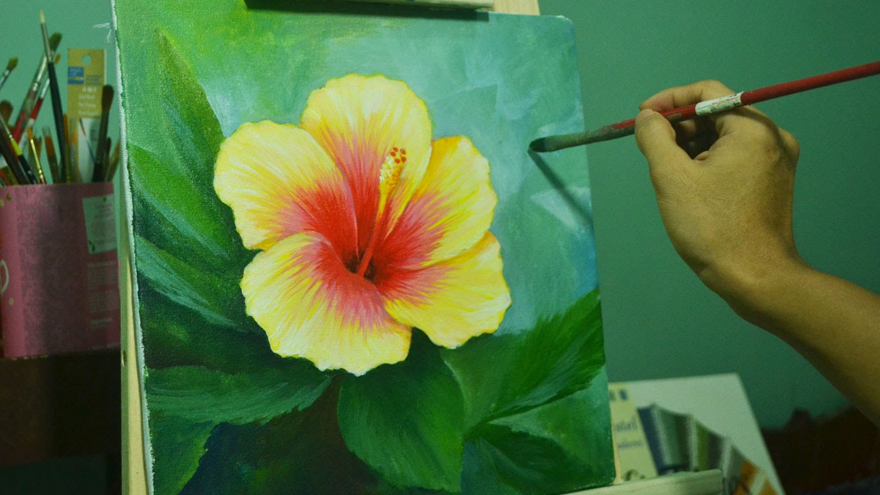 1280x720 Acrylic Painting Lesson - A Flower Painting