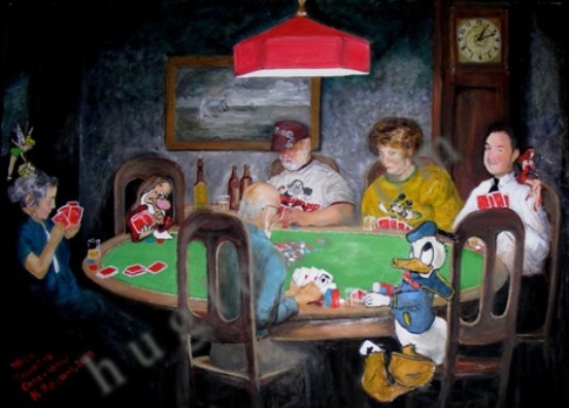 569x408 Parodies And Panthers The Art Of Dr. Hugh Brown - A Friend In Need Painting