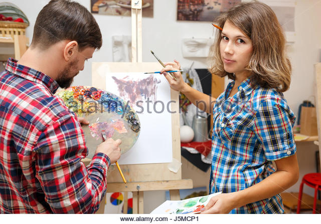 640x447 Oil Painting Beautiful Flowers Artwork Stock Photos Amp Oil Painting - A Girl Painting