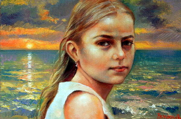 600x396 Portrait Of A Girl Painting By Robert Braginsky - A Girl Painting