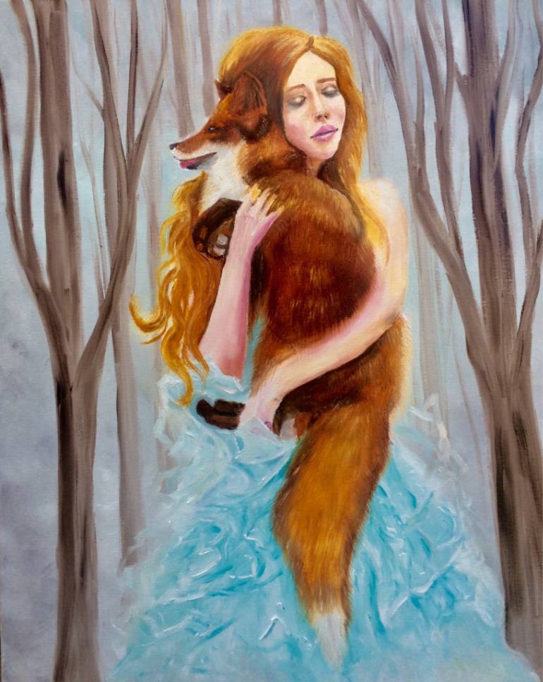 770x966 Saatchi Art Girl With The Fox Painting By Inna Montano - A Girl Painting