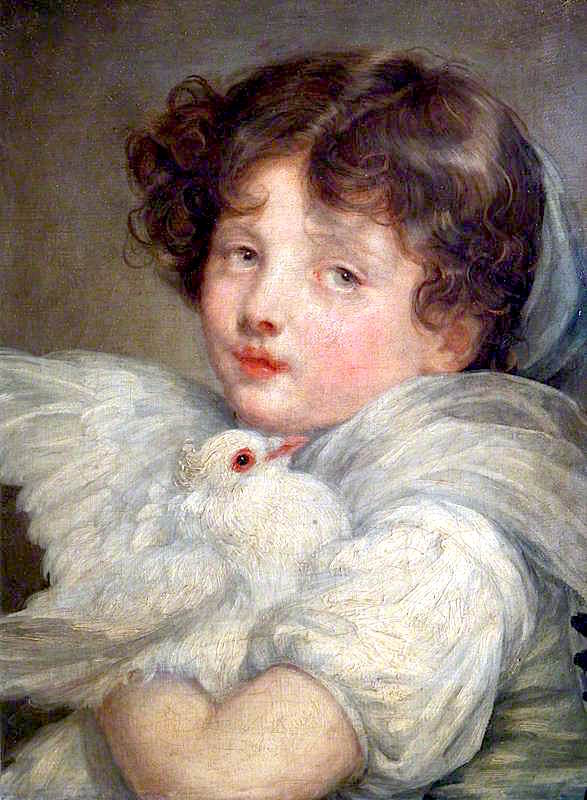 587x800 A Girl With A Dove Painting Jean Baptiste Greuze Oil Paintings - A Girl Painting