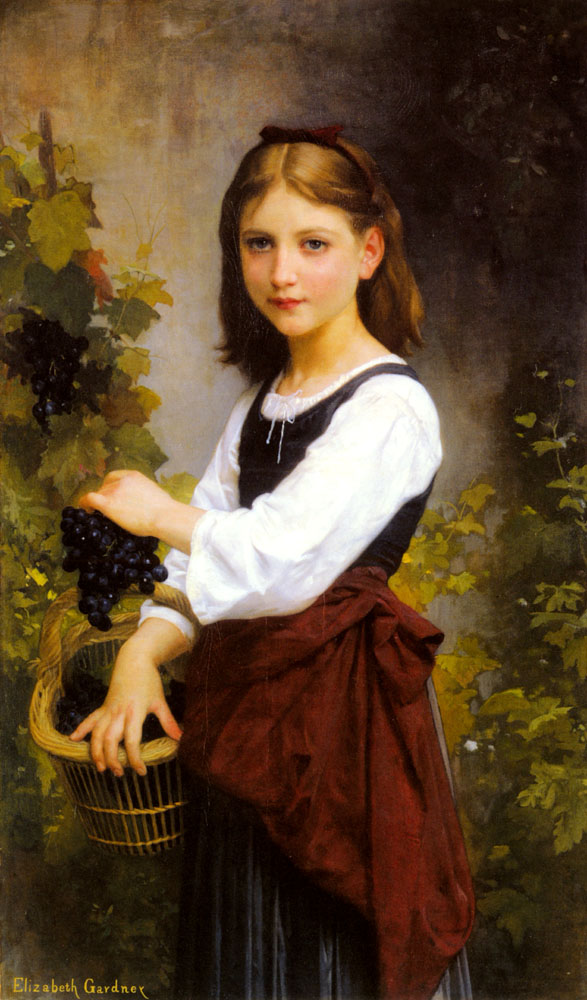 587x1000 A Young Girl Holding A Basket Painting Elizabeth Bouguereau Oil - A Girl Painting