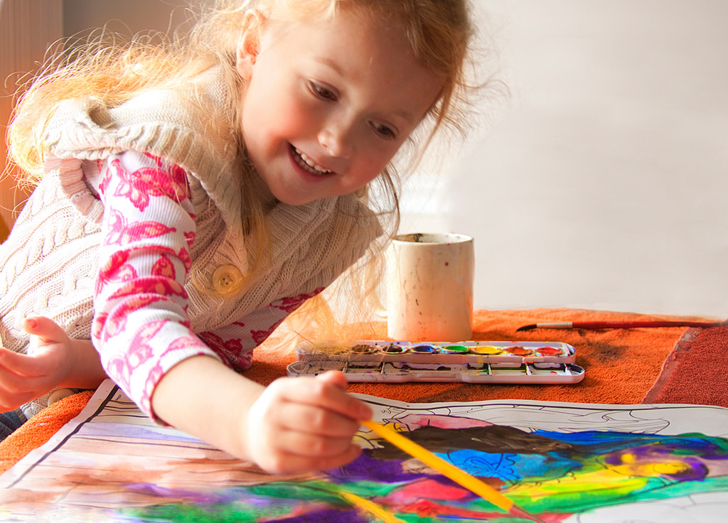 1024x736 A Little Girl Painting With Water Colors My - A Girl Painting