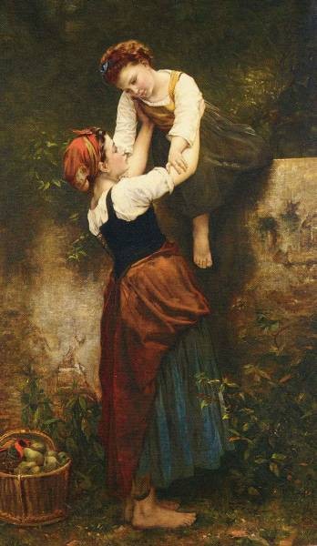 348x600 A Helping Hand By Emile Auguste Hublin - A Helping Hand Painting
