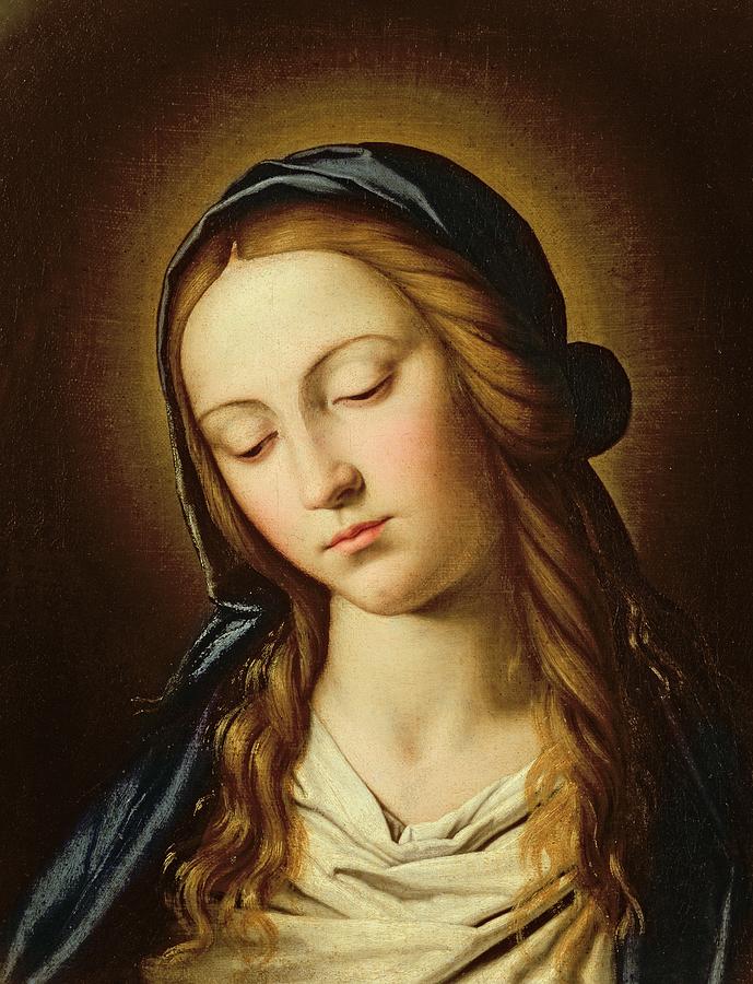 689x900 Head Of The Madonna Painting By Il Sassoferrato - A Madonna Is A Painting Of