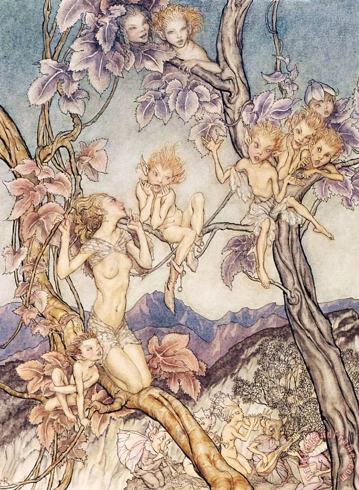 703x960 Arthur Rackham A Fairy Song From A Midsummer Nights Dream Painting - A Midsummer Nights Dream Painting
