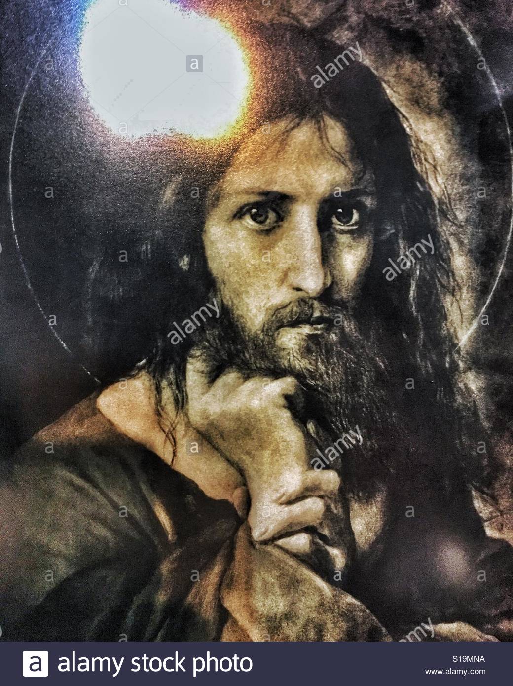1040x1390 Painting Of Jesus Christ Looking Straight - A Painting Of Jesus