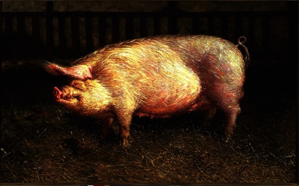 972x606 Farm Work By Jamie Wyeth - A Pair Of Pigs Painting