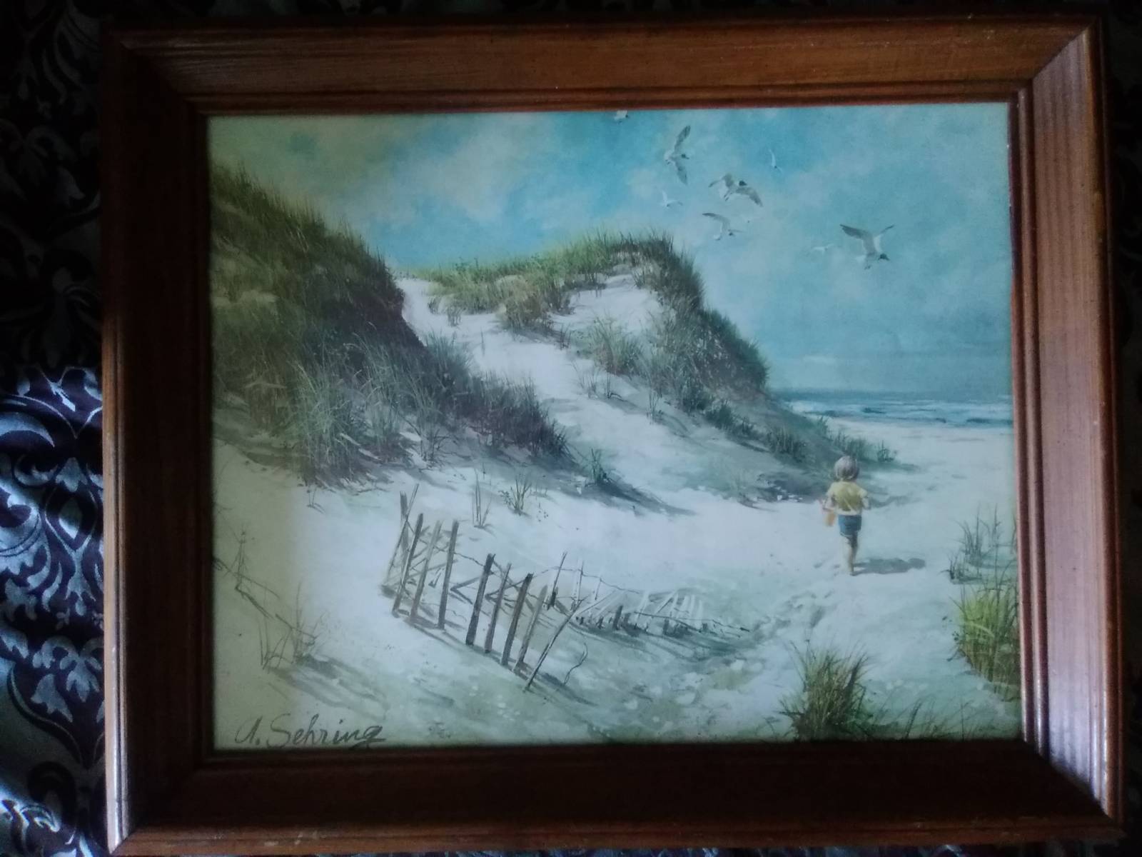 1600x1200 Lithograph Print Beach Landscape By Adolf Sehring - A Sehring Painting