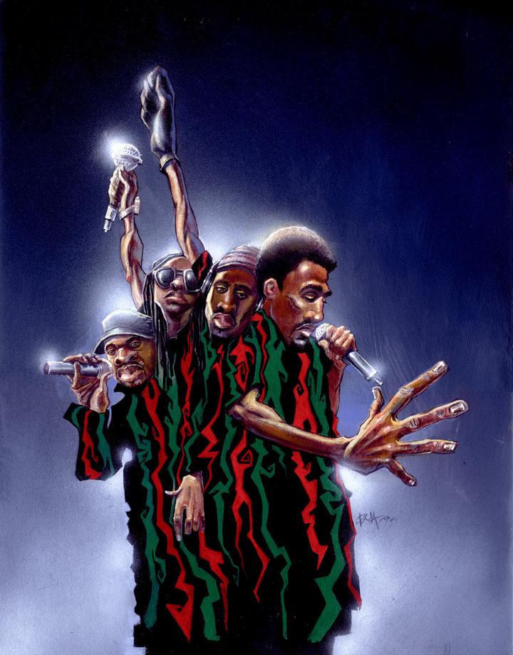 720x919 A Tribe Called Quest Legends Justin Bua Hip Hop Painting - A Tribe Called Quest Painting