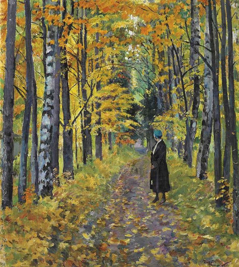807x900 A Walk Through The Woods In Autumn Painting By Motionage Designs - A Walk In The Woods Painting