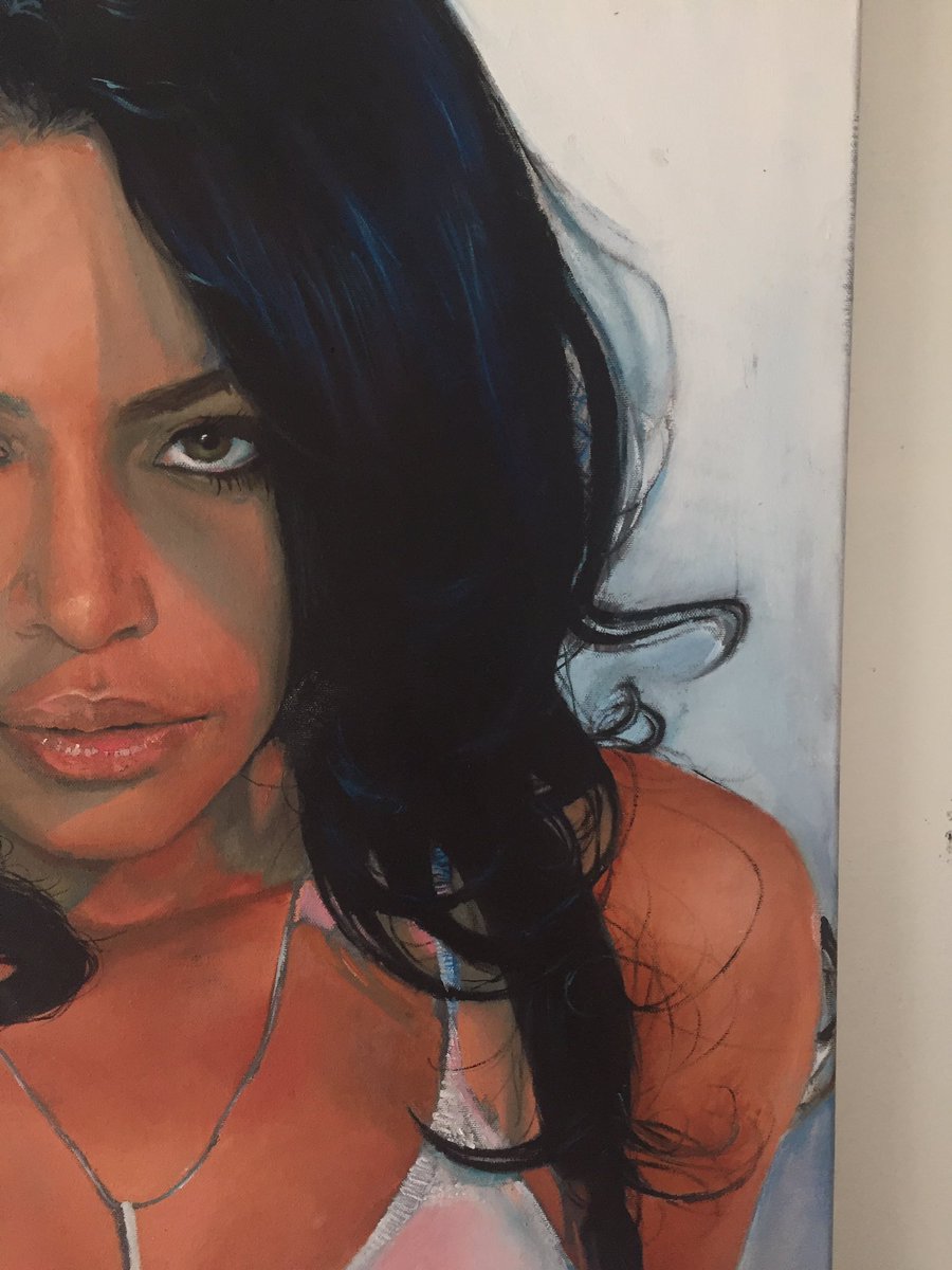 900x1200 Ty On Twitter Finally Finished My Oil Painting Of Aaliyah, Let - Aaliyah Painting