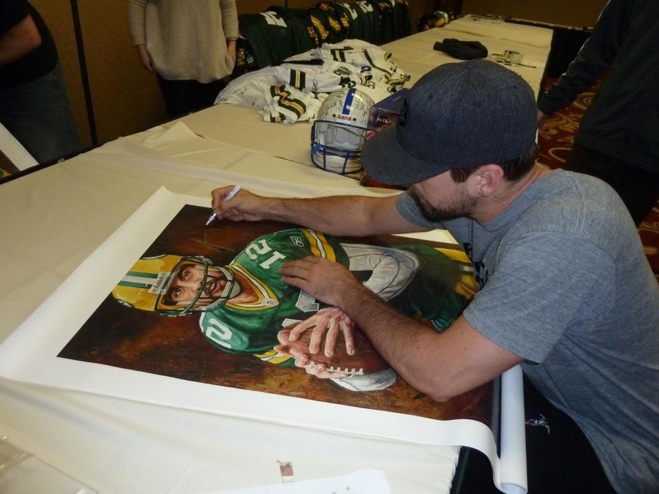 960x720 Aaron Rodgers In An Instant Justyn Farano Fine Art - Aaron Rodgers Painting