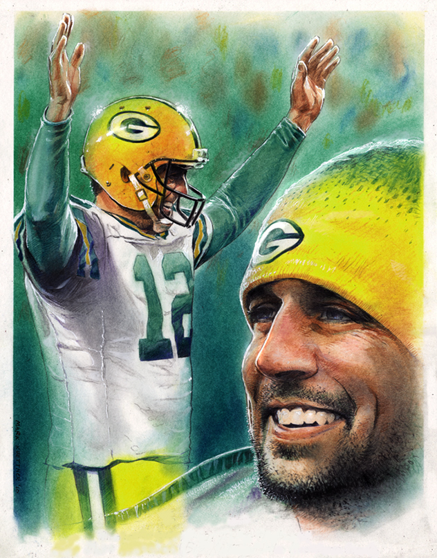 632x806 Aaron Rodgers By Reverie Drawingly - Aaron Rodgers Painting