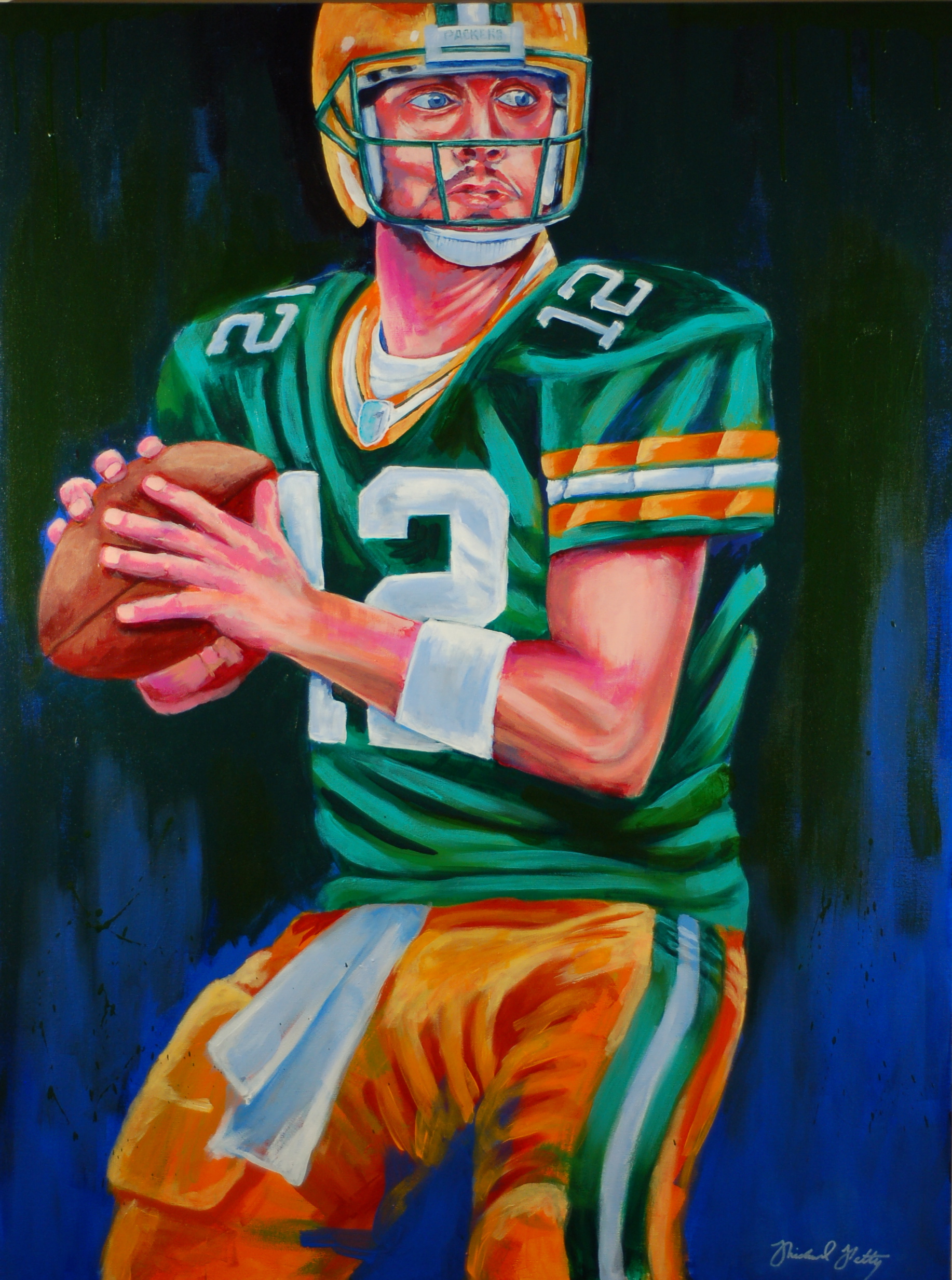 1834x2466 Mpettyiv Sports Artist - Aaron Rodgers Painting. 