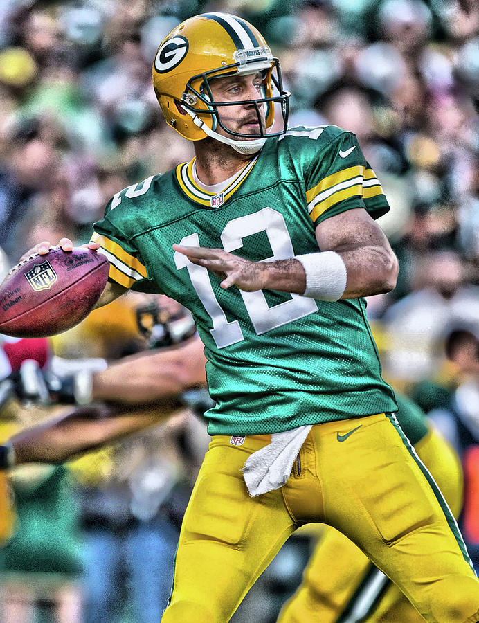 692x900 Aaron Rodgers Art 3 Painting By Joe Hamilton - Aaron Rodgers Painting