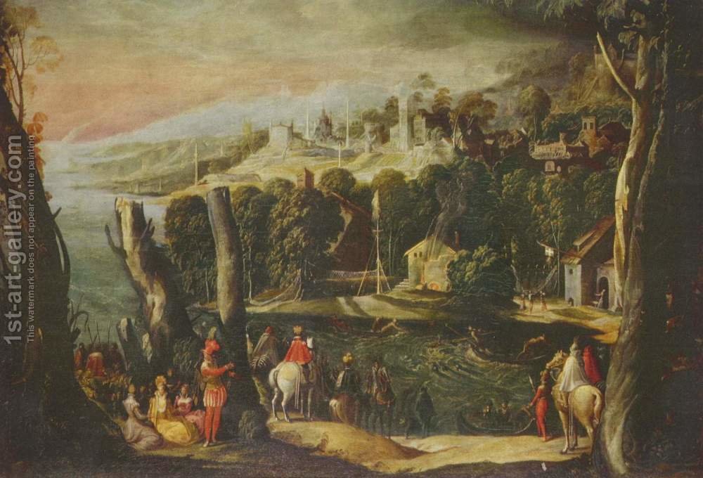 1000x680 Landscape With Ladies And Knights Nicolo Dell' Abate Reproduction - Abate Painting
