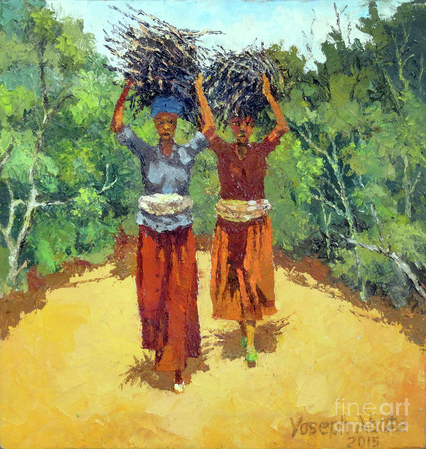 854x900 Two Women Painting By Yoseph Abate - Abate Painting
