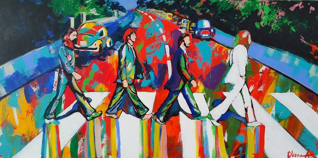 1024x509 Beatles London Abbey Road By Olianaafanoart - Abbey Road Painting