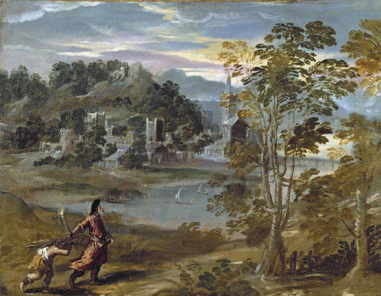 760x591 Landscape With Abraham And Isaac Painting Scarsellino (Ippolito - Abraham And Isaac Painting